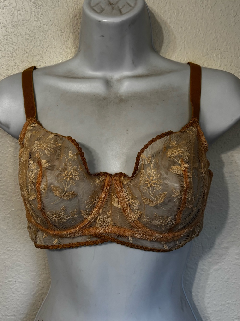 Simone Perele Floral Embroidered Mesh Bra 36D